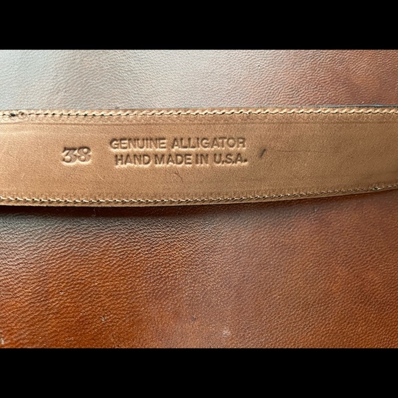 Genuine Alligator Skin Dress Belt Handmade sz 38 - Picture 2 of 5